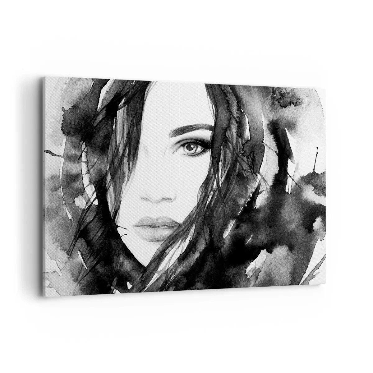 Canvas picture - Portriat of a Lady in  Black and White - 100x70 cm