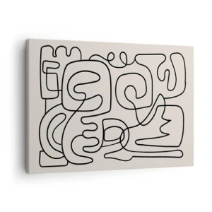 Canvas picture - Abstract line art pattern in black on a light background - 70x50cm - Tracing - Modern wall decoration for the living room and bedroom ARTTOR