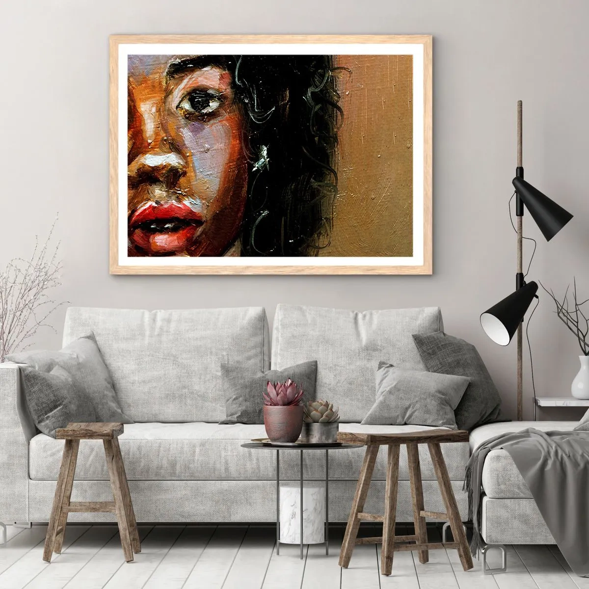 Poster in light oak frame - Black and Shine - 50x40 cm