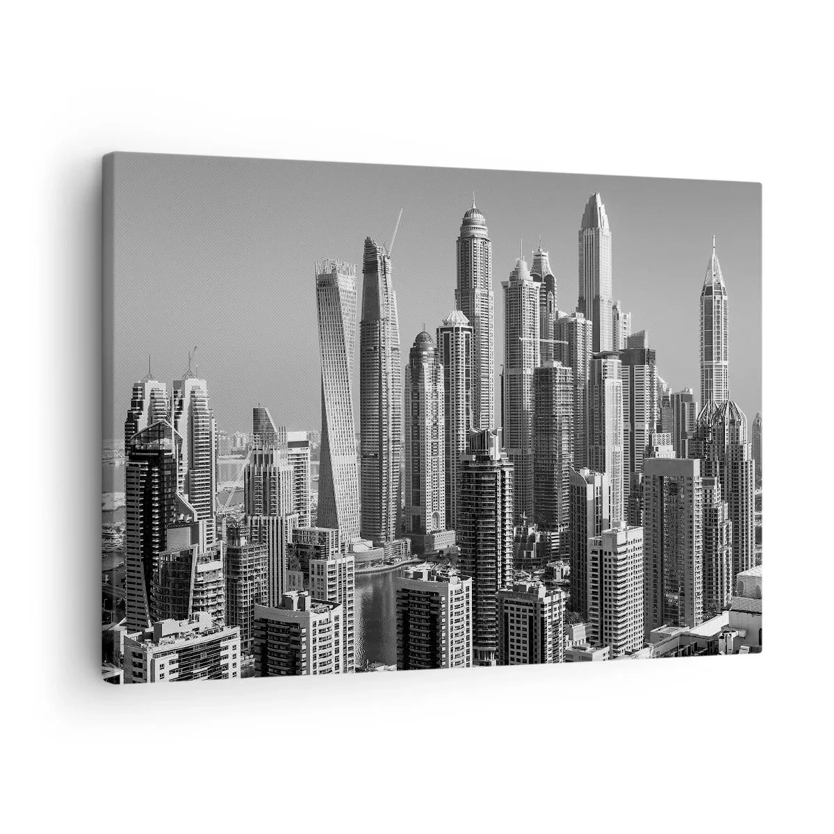Canvas picture - Panorama of modern skyscrapers in monochromatic tones - 70x50cm - City over a Desert - Modern wall decoration for the living room and bedroom ARTTOR