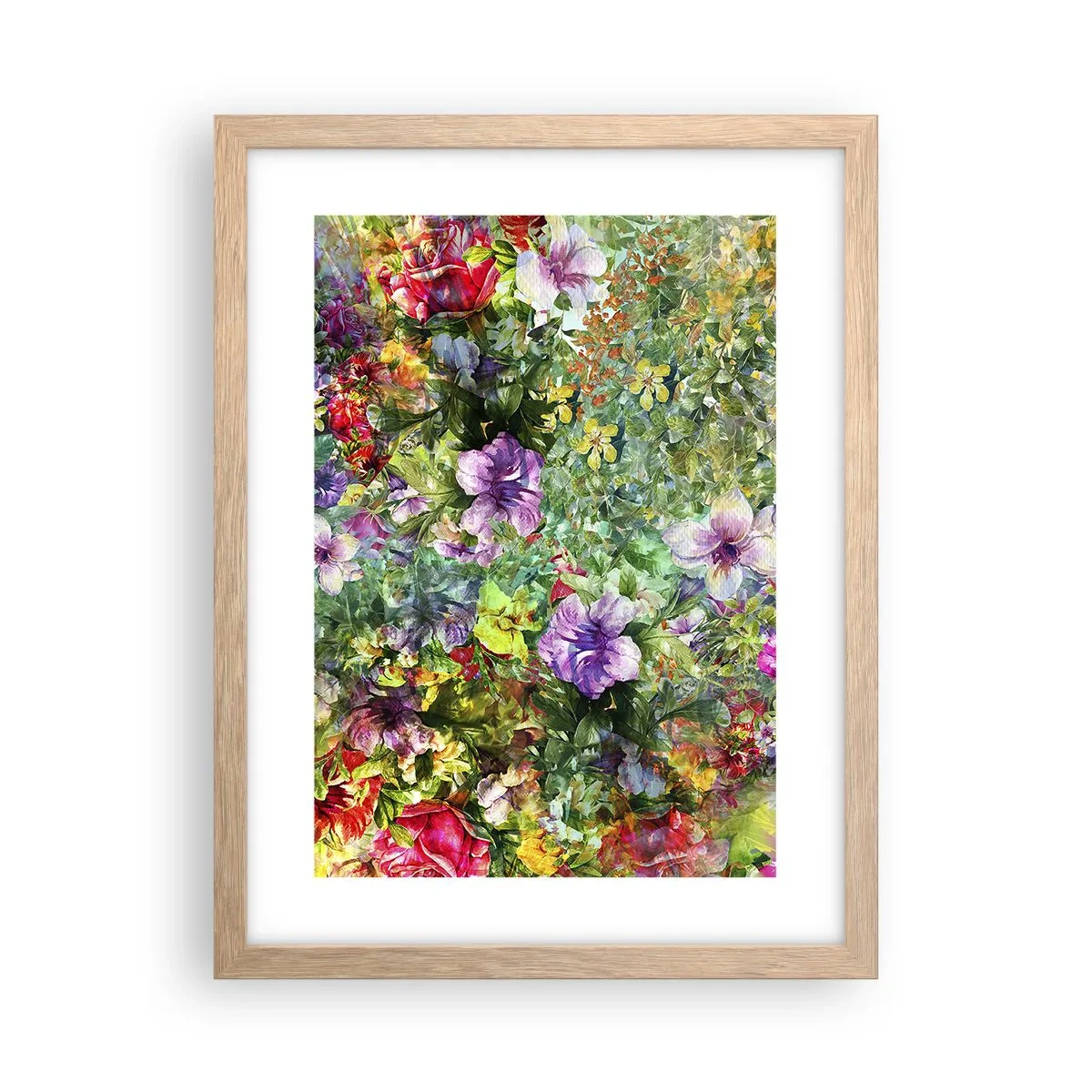 Poster in light oak frame - Lost in the Flowers - 30x40 cm