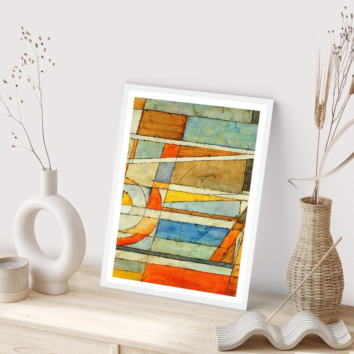 Poster in white frmae - Cubism on a Construction Site - 30x40 cm