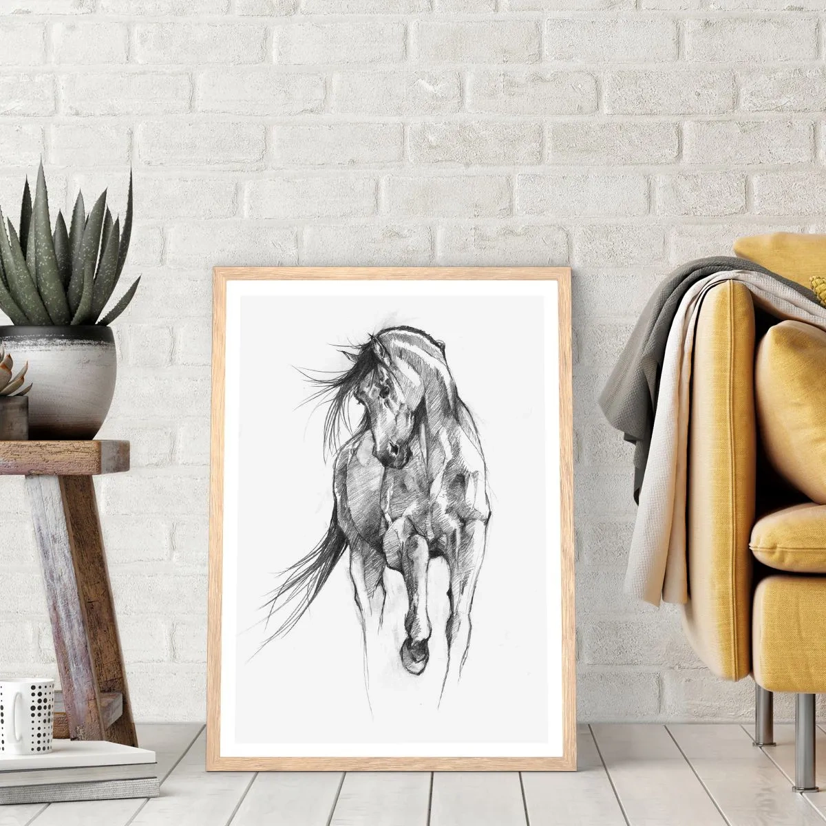 Poster in light oak frame - In a Graceful Trot - 50x70 cm