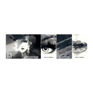 Photo Wallpaper Sample Standard Eco - From Behind Grey Voile - Woman's Face, Black and white, Eyes - 100x30 cm