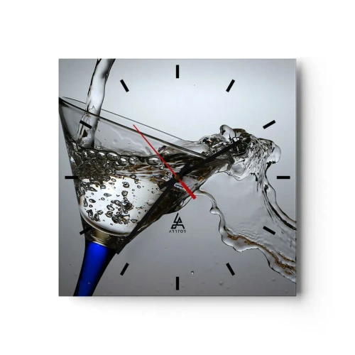 Wall clock - Clock on glass - Crystal Clear Water in a Crystal Glass - 30x30 cm