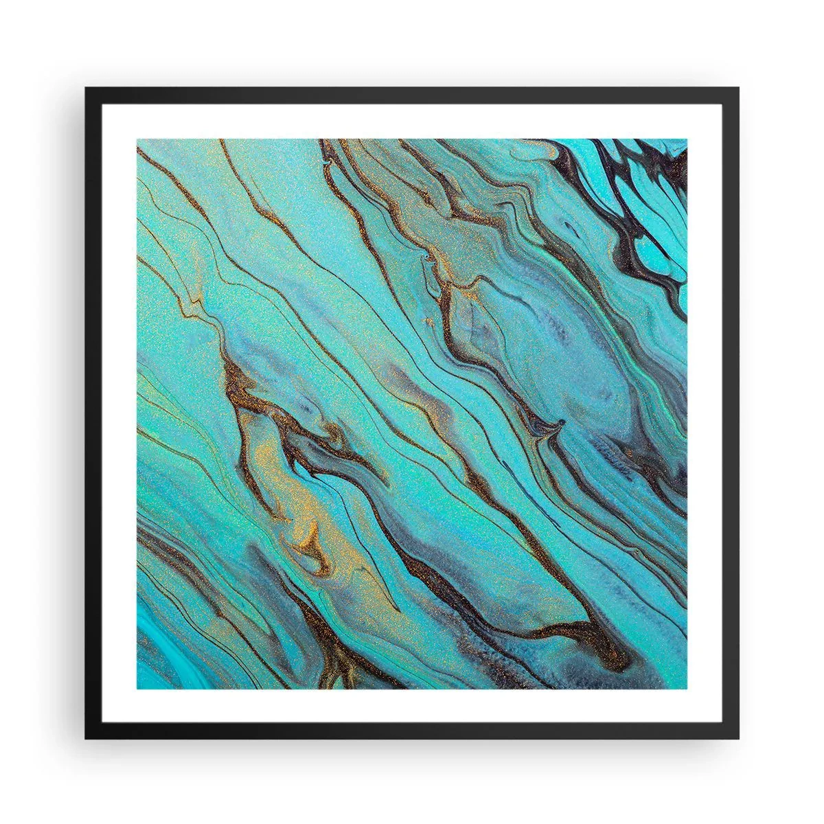 Poster in black frame - Turquoise Tide - 60x60 cm