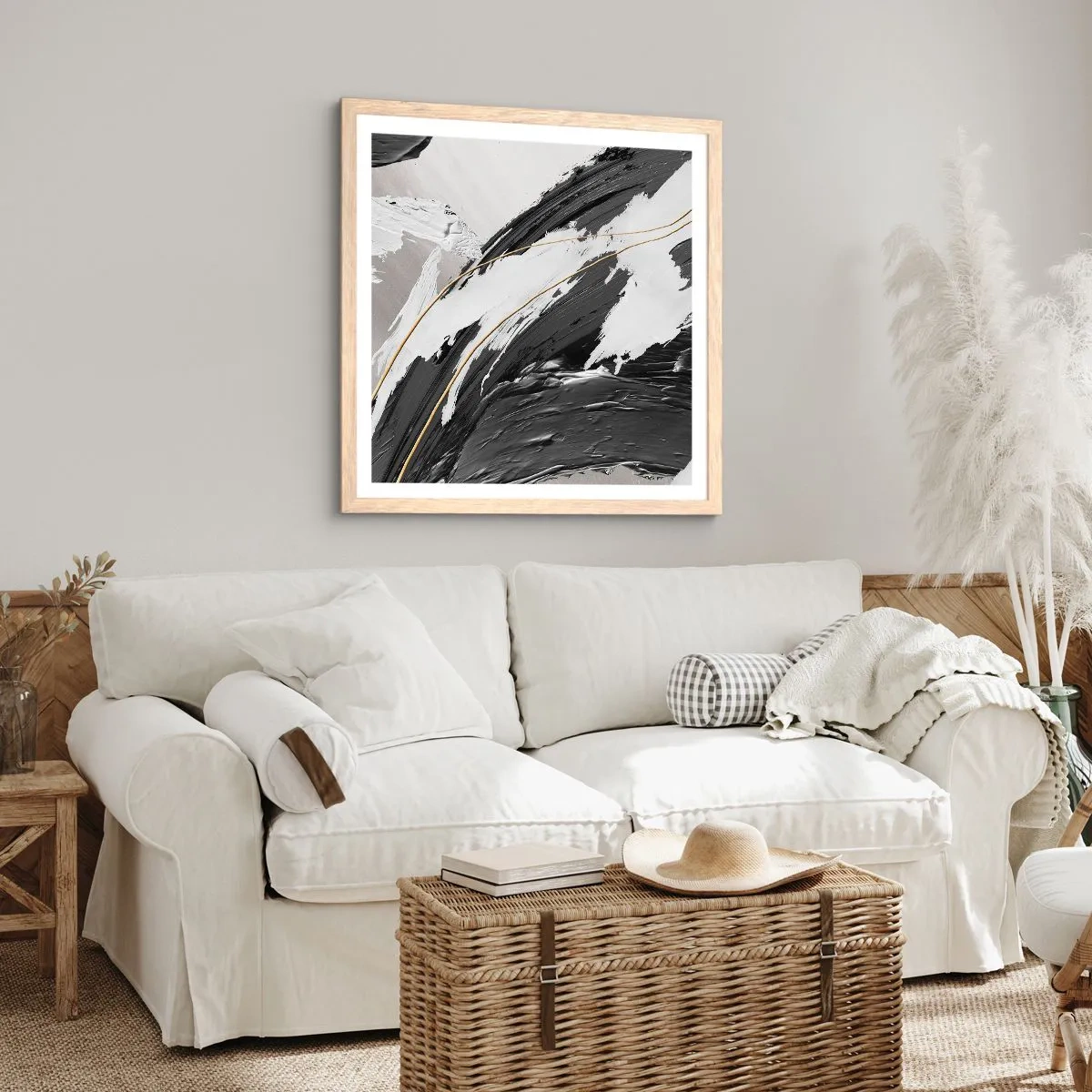 Poster in light oak frame - Abstract with Flair - 60x60 cm