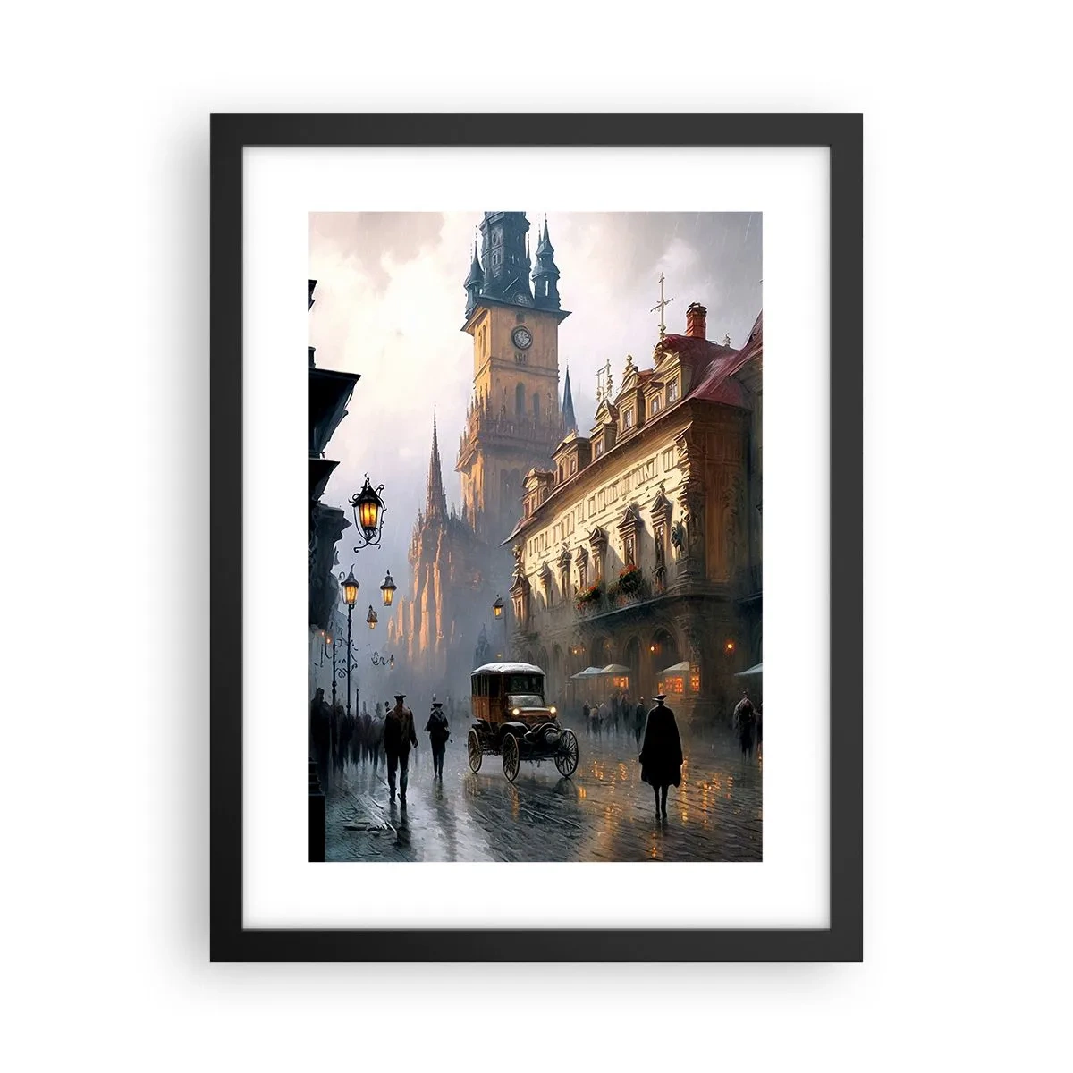 Poster in black frame - Charm of Evening in Prague - 30x40 cm