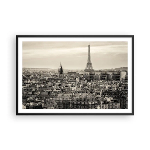 Poster in black frame - Over the Roofs of Paris - 91x61 cm