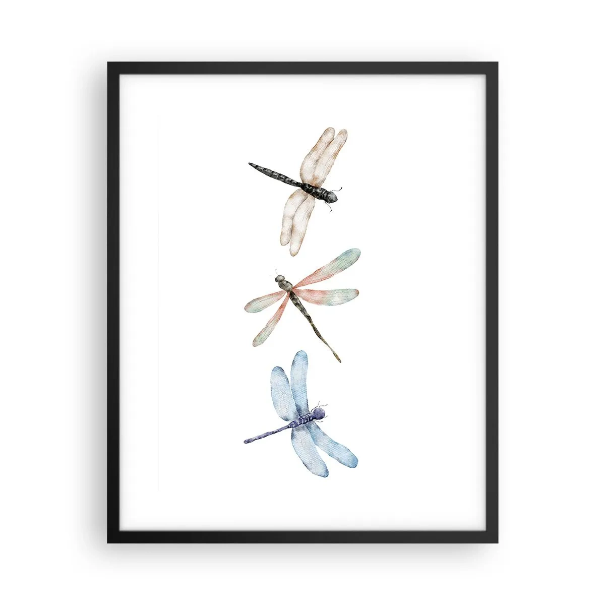 Poster in black frame - Lightness of Dragonflies - 40x50 cm