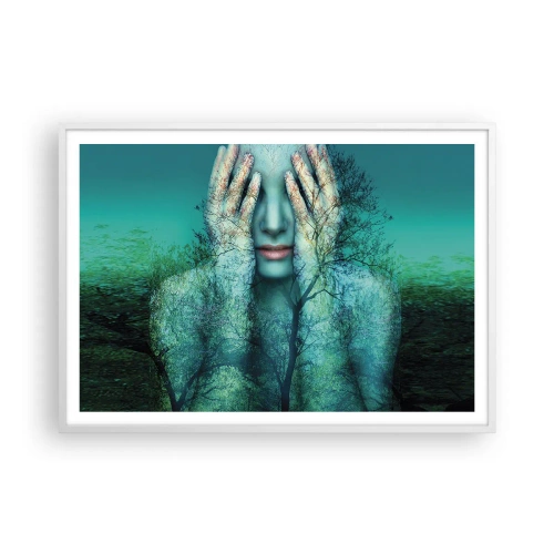Poster in white frmae - Submerged in Blue - 100x70 cm