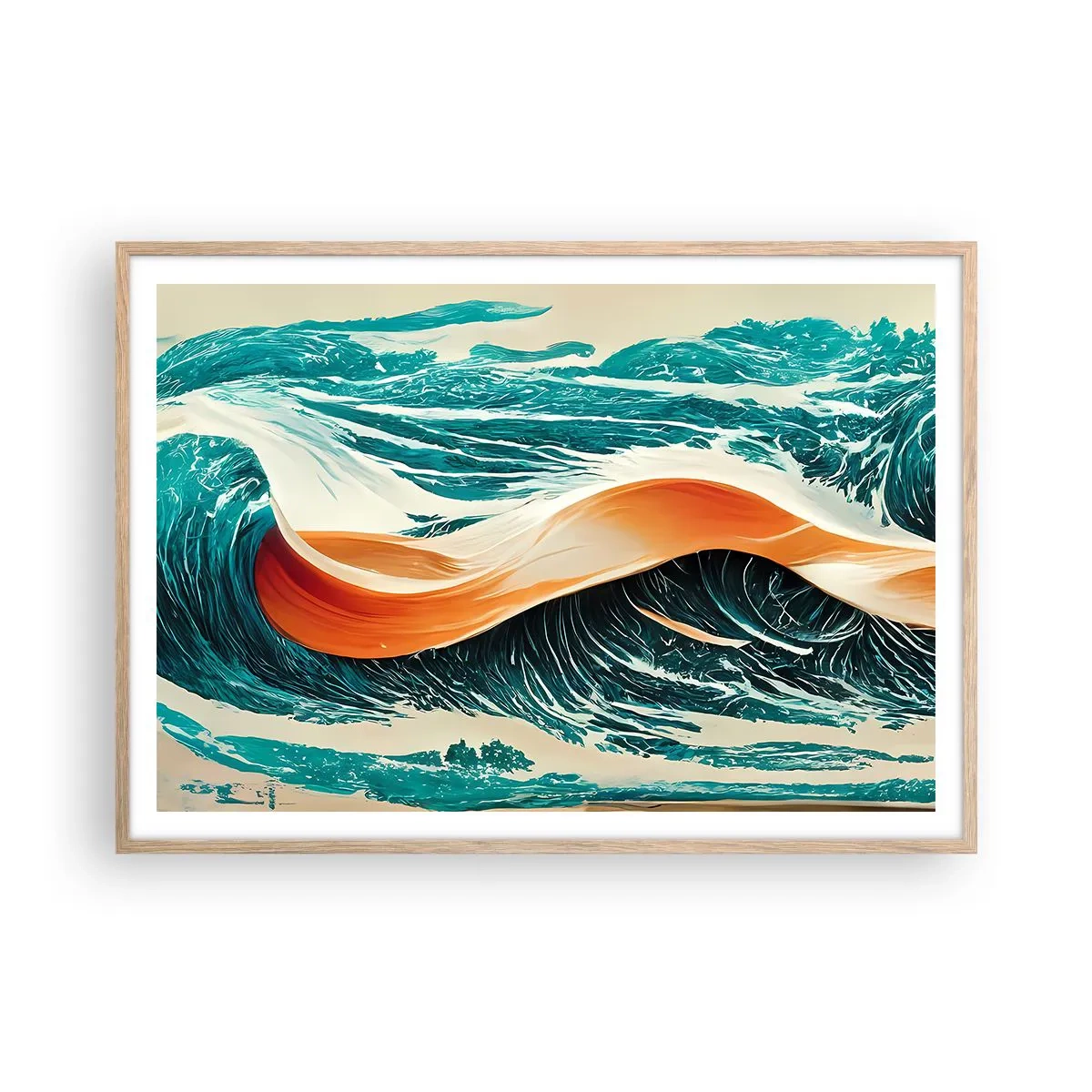 Poster in light oak frame - Surfer's Dream - 100x70 cm