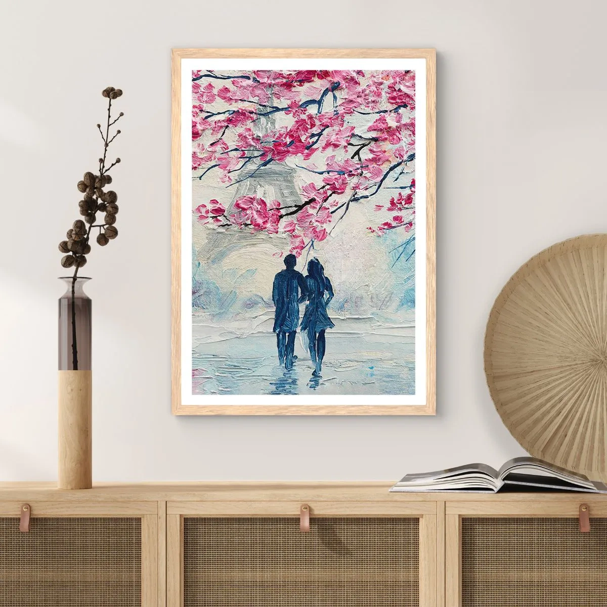 Poster in light oak frame - Romantic Walk - 61x91 cm