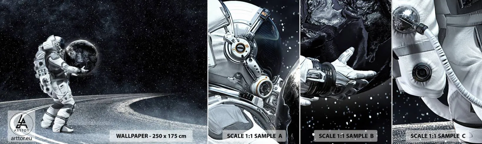 Photo Wallpaper Sample Standard Eco - On the Milky Way - Cosmos, Astronaut, Fantasy - 100x30 cm