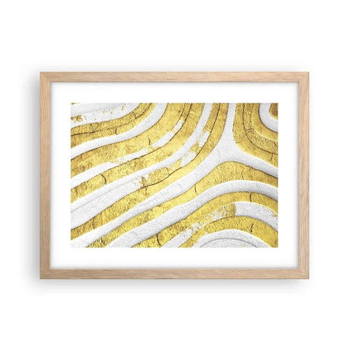 Poster in light oak frame - Composition in White and Gold - 40x30 cm