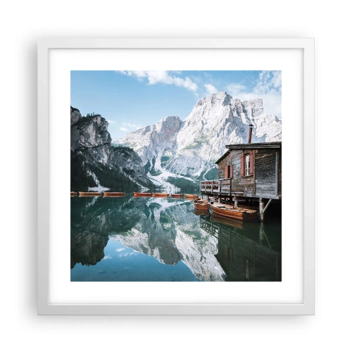 Poster in white frmae - Crystal, Mountain Morning - 40x40 cm