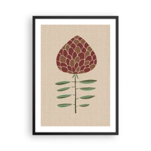 Poster in black frame - Abstract flower in warm colors on a beige background - 50x70cm - Like a Big Pine Cone - Modern wall decoration for the living room and bedroom ARTTOR