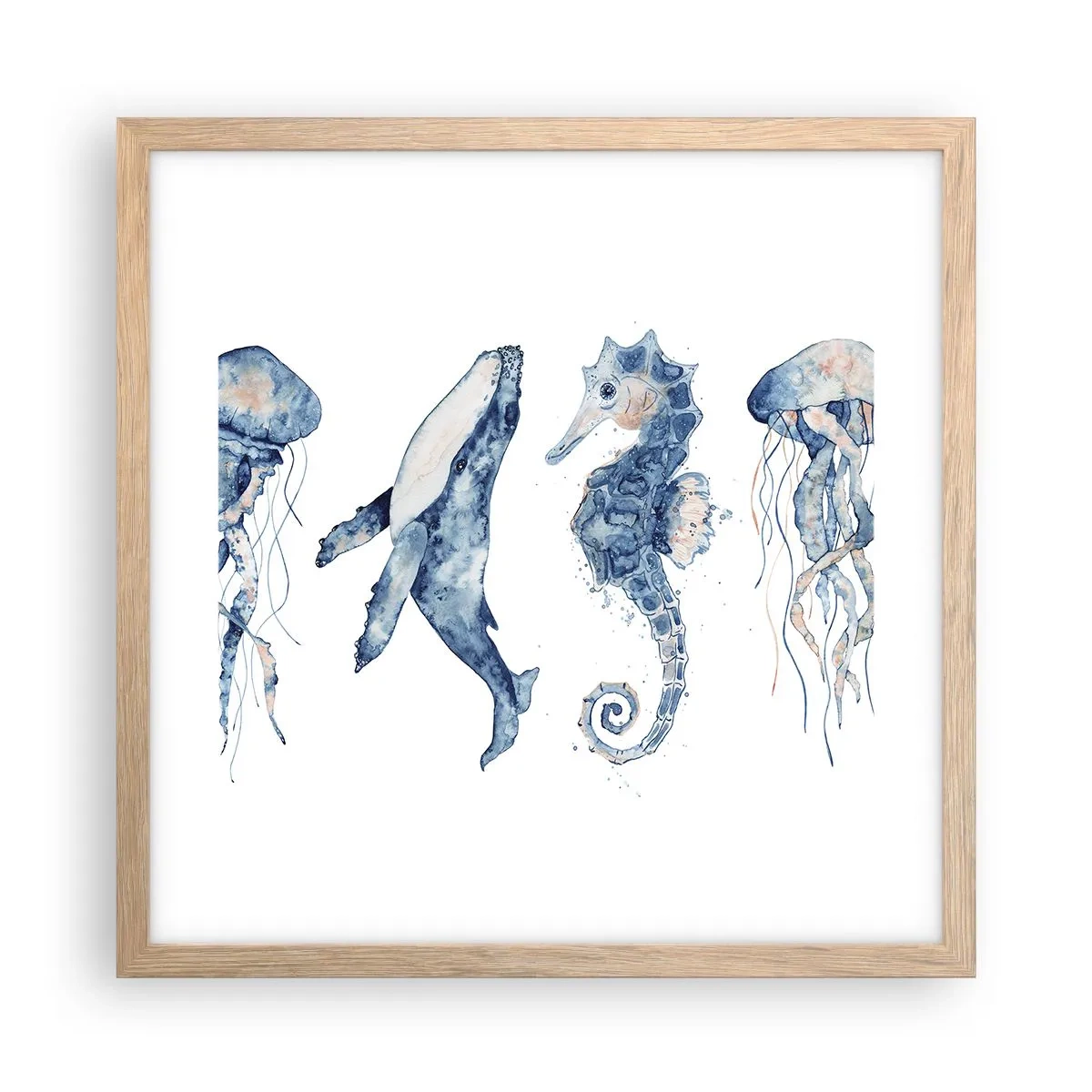 Poster in light oak frame - Sea Quirks - 40x40 cm