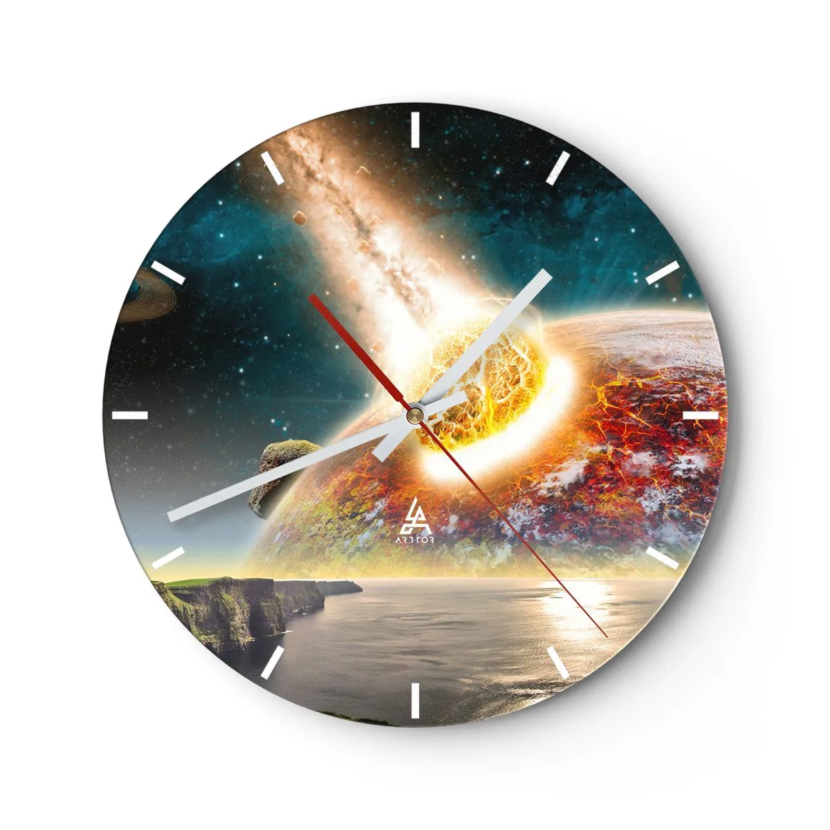Wall clock - Clock on glass - Space Drama - 40x40 cm