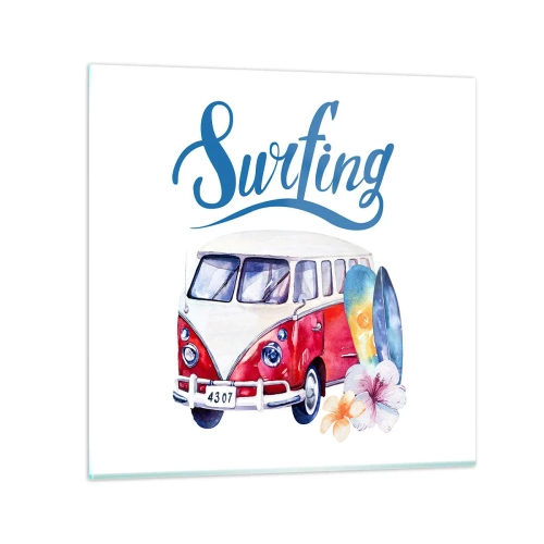 Glass picture - Surfer's Van - 30x30 cm