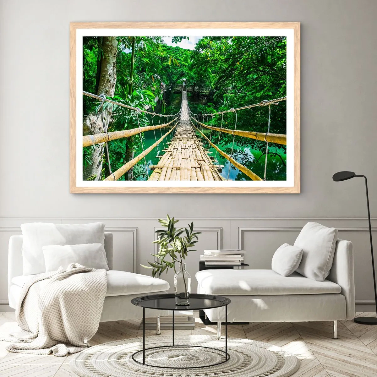 Poster in light oak frame - Small Bridge over the Green - 40x30 cm