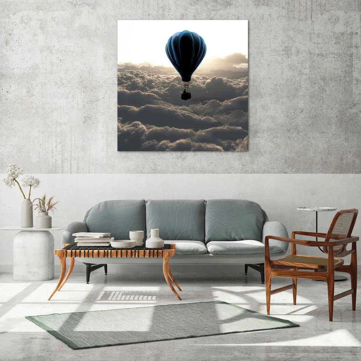 Glass picture - Wanderer above Clouds - 50x50 cm