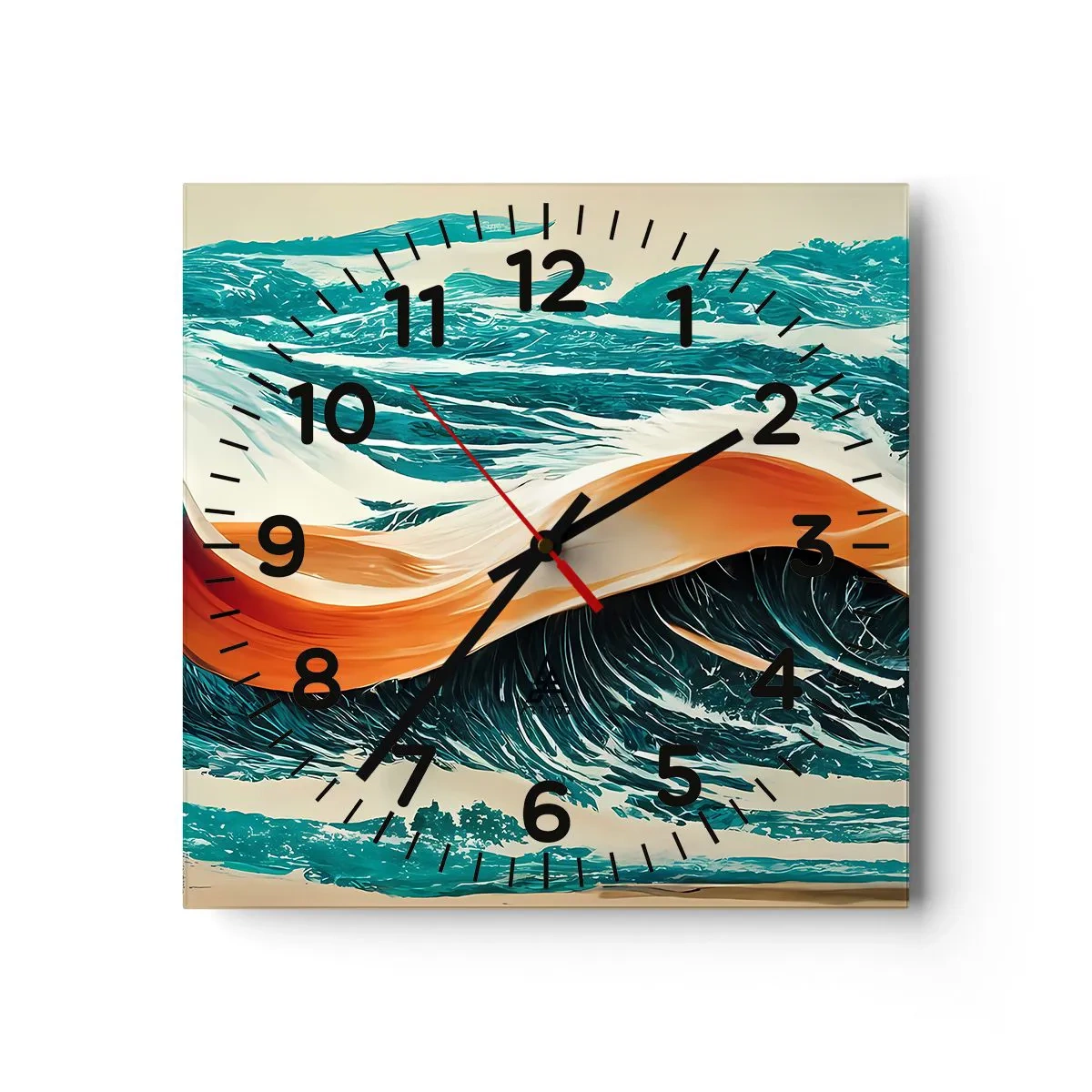 Wall clock - Clock on glass - Surfer's Dream - 40x40 cm