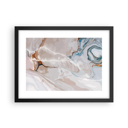 Poster in black frame - Blue Meanders under White - 40x30 cm