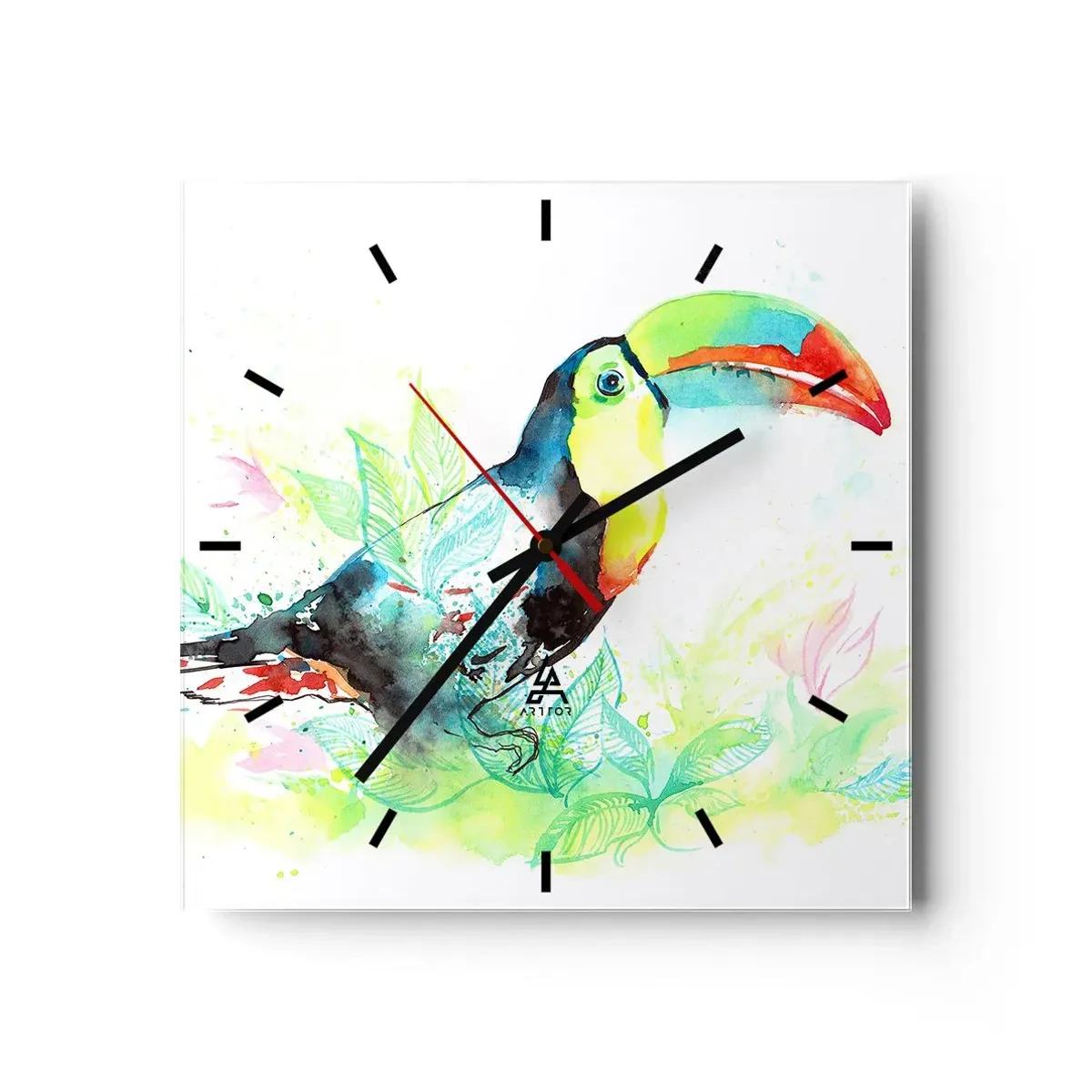 Wall clock - Clock on glass - Colourful like South America - 40x40 cm