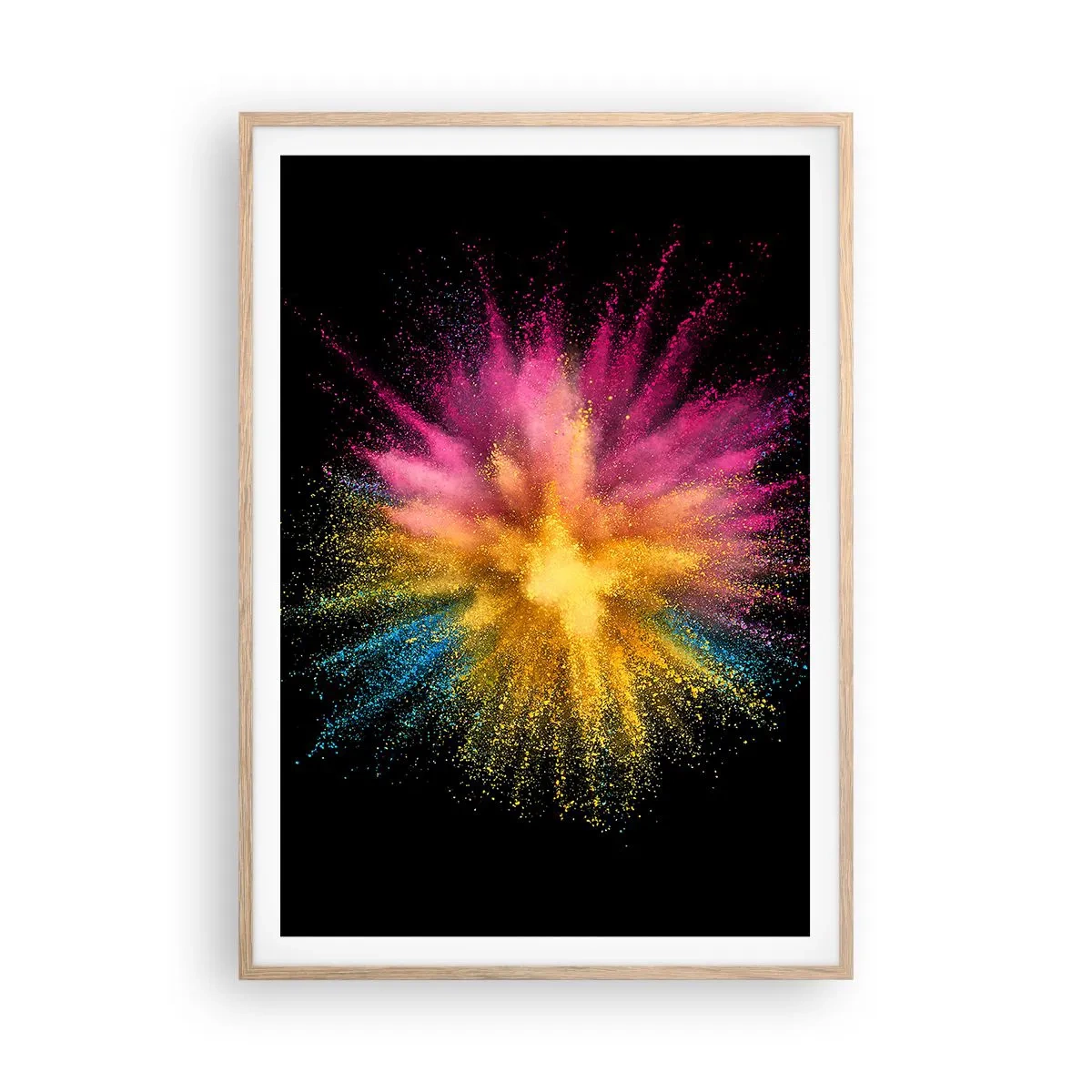 Poster in light oak frame - Birth of Colours - 70x100 cm