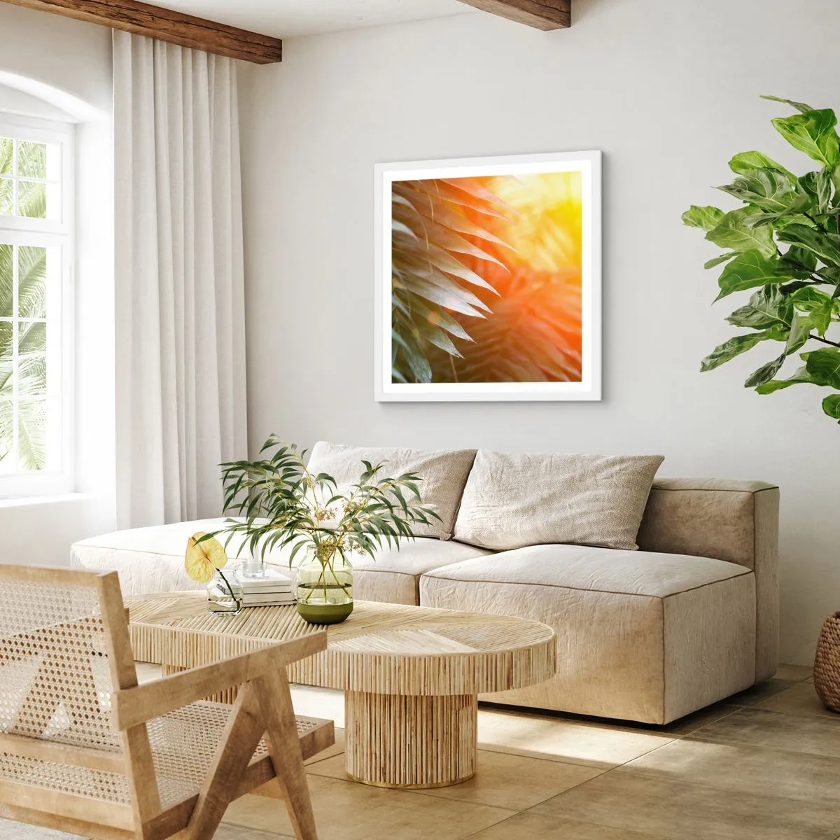 Poster in white frmae - Morning in the Jungle - 40x40 cm