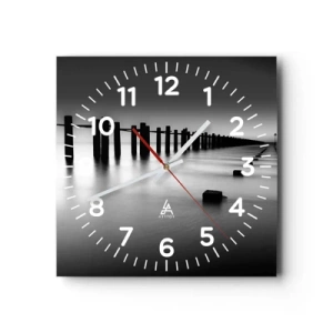 Wall clock - Clock on glass - Grey Distance in a Fog - 30x30 cm