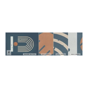 Photo Wallpaper Sample Premium Canvas - Geometry on Navy Blue - Abstraction, Piece, Graphics - 100x30 cm