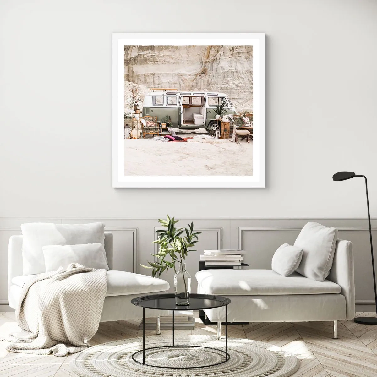 Poster in white frmae - Time to Start the Trip - 50x50 cm