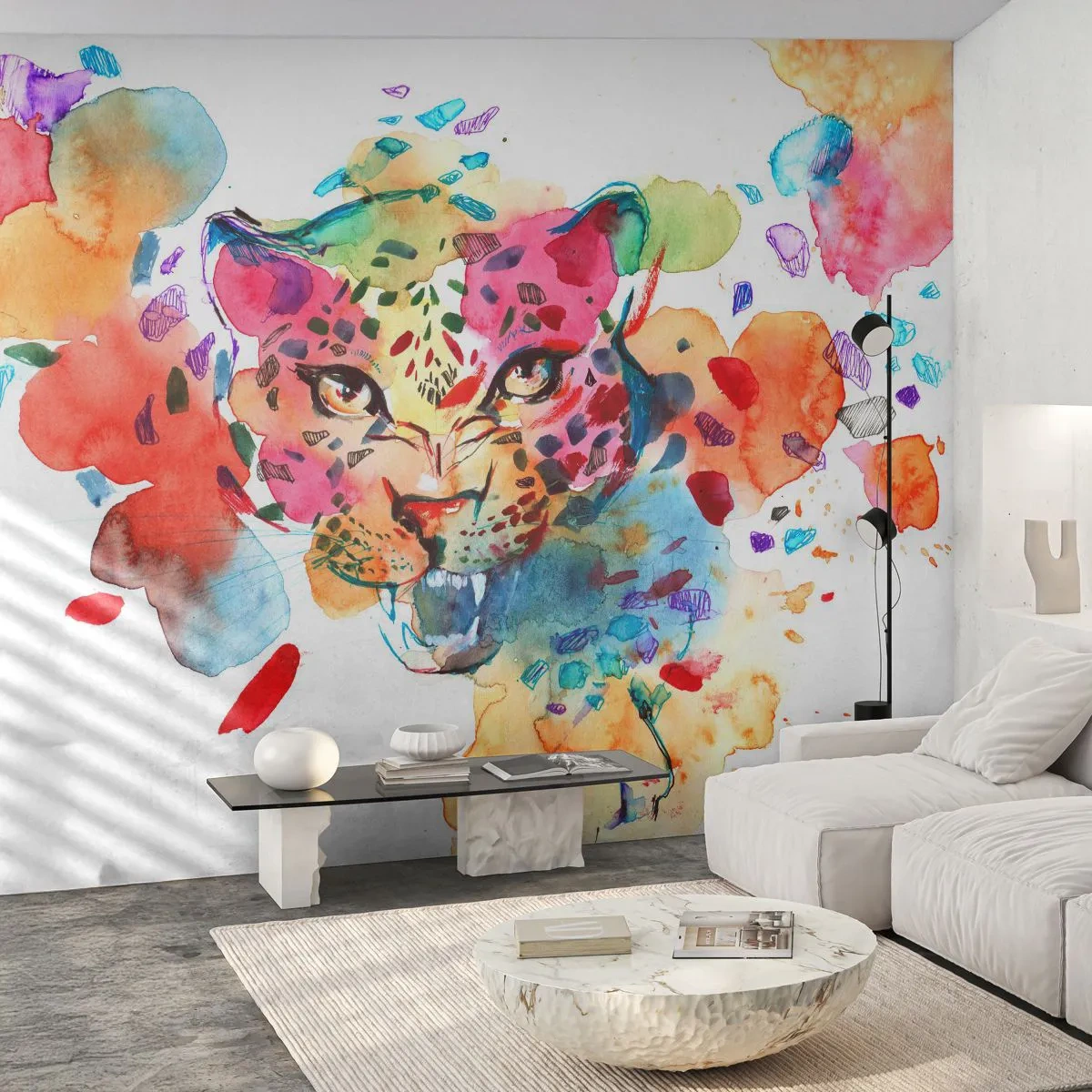 Photo Wallpaper Premium Sand - Beauty and the Beast - Panther, Animals, Abstraction - 450x315 cm