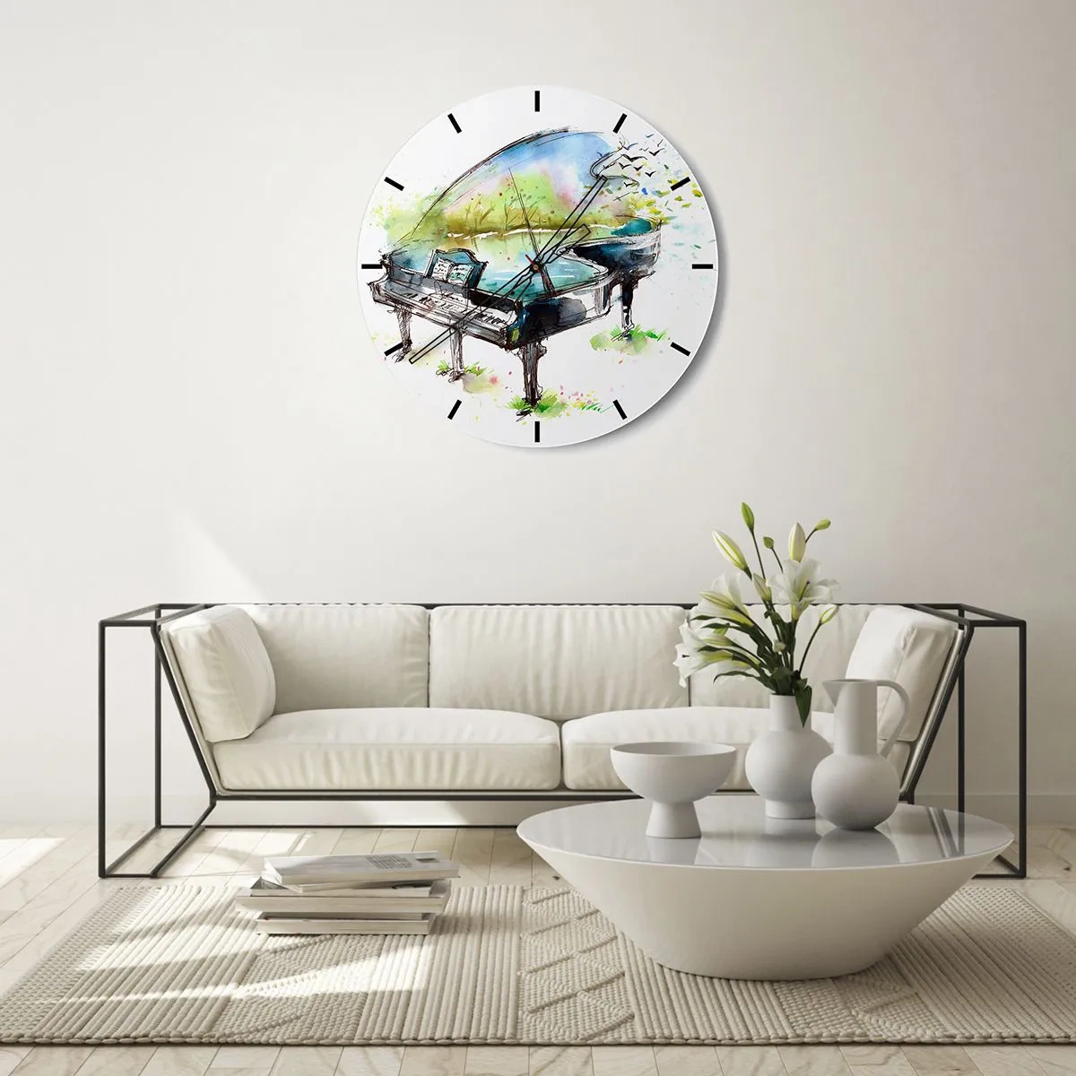 Wall clock - Clock on glass - Enchanted in Music - 30x30 cm