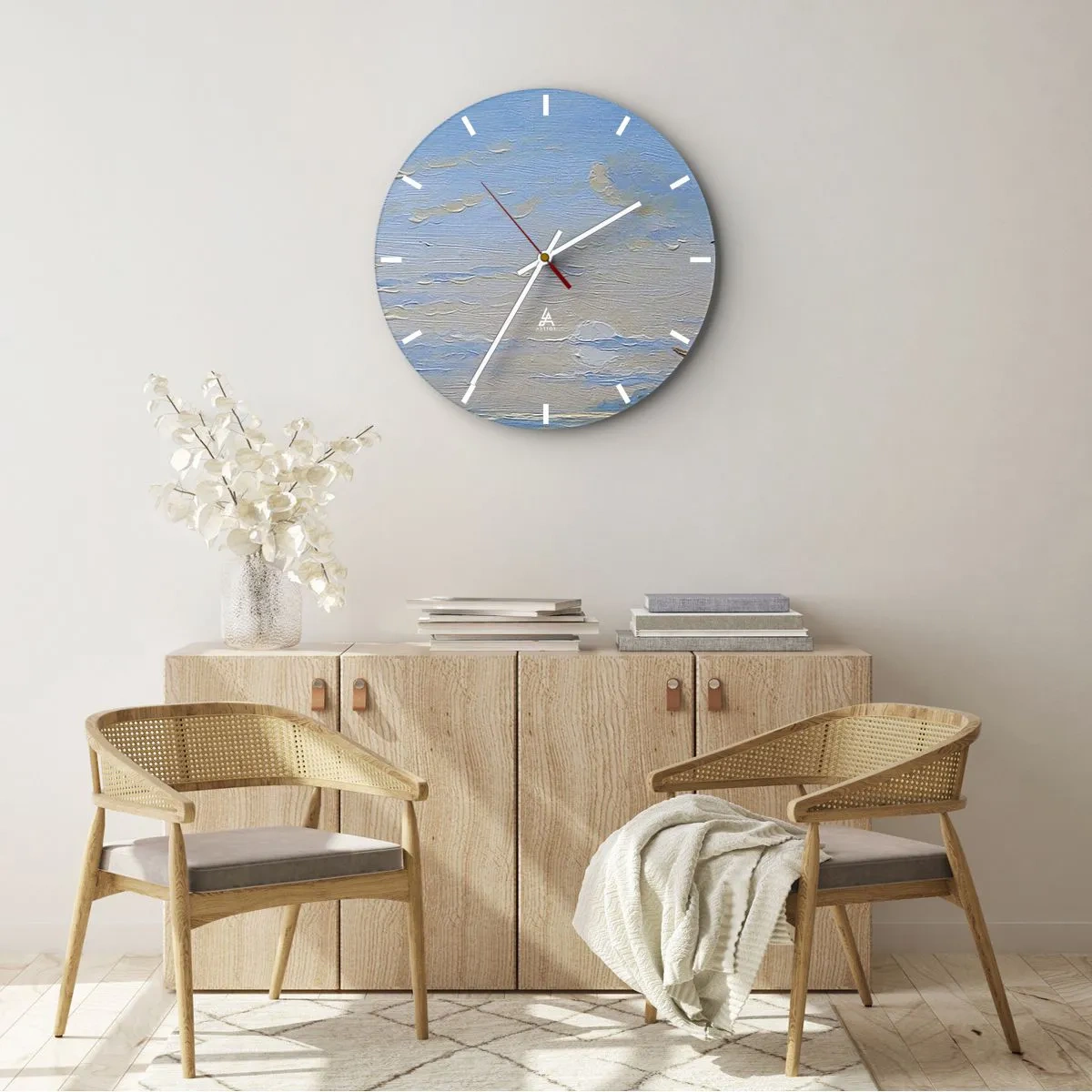 Wall clock - Clock on glass - Water, Earth, Air - 30x30 cm