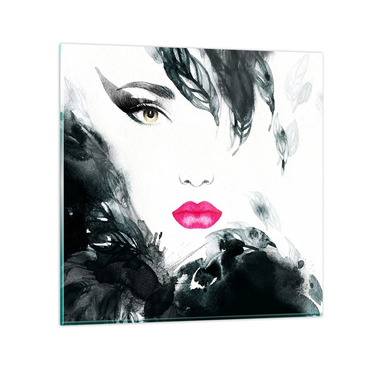 Glass picture - Watch out for Femme Fatale! - 30x30 cm