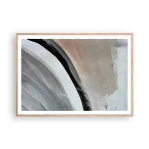 Poster in light oak frame - Composition: Arc of Black and Grey - 100x70 cm