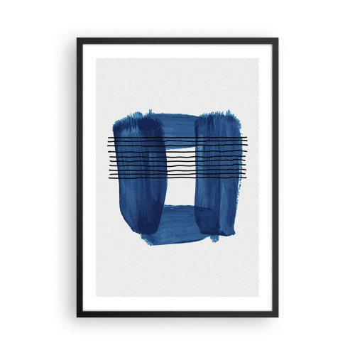 Poster in black frame - Abstract composition in shades of blue - 50x70cm - Blue and Black Composition - Modern wall decoration for the living room and bedroom ARTTOR