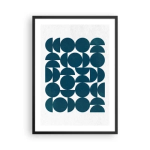 Poster in black frame - Geometric composition with blue circles - 50x70cm - Circles and Semicircles - Modern wall decoration for the living room and bedroom ARTTOR