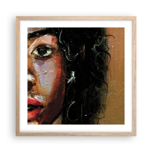 Poster in light oak frame - Black and Shine - 50x50 cm