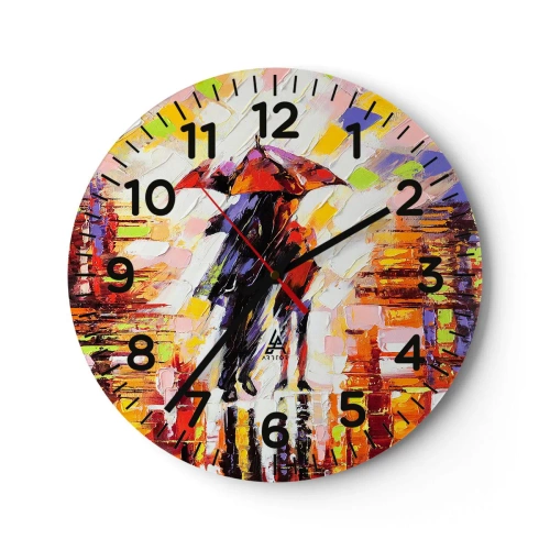 Wall clock - Clock on glass - Together through Night and Rain - 30x30 cm