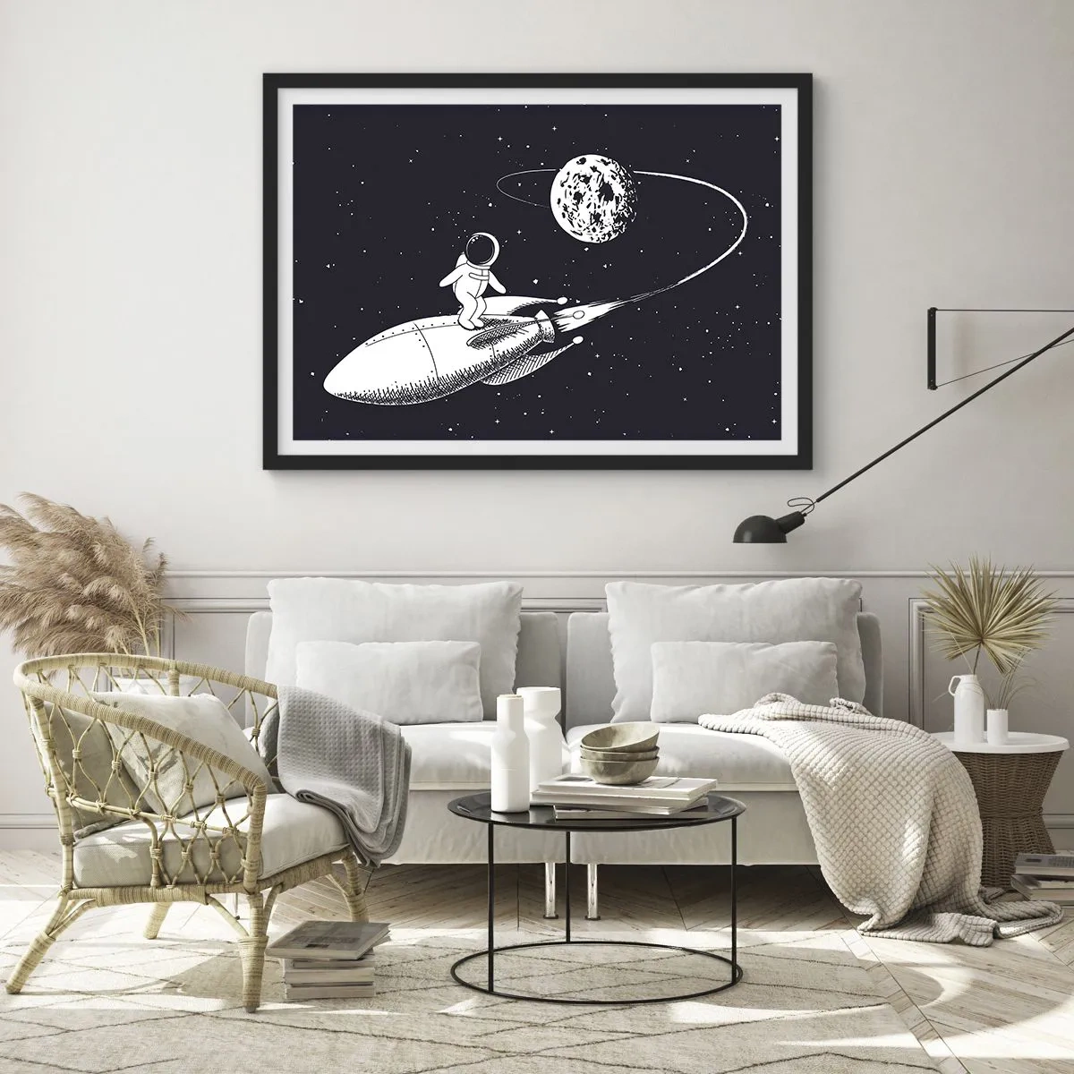 Poster in black frame - Space Surfer - 70x50 cm