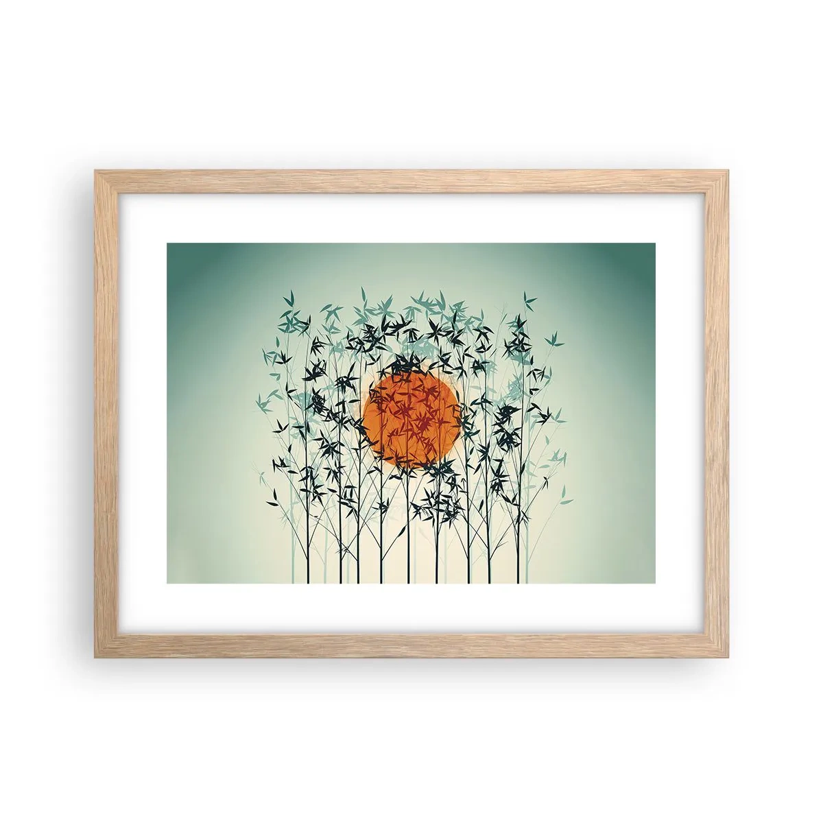 Poster in light oak frame - Japanese Sun - 40x30 cm