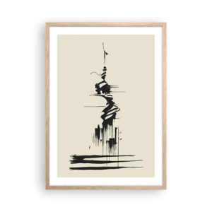Poster in light oak frame - Hasty Abstract - 50x70 cm