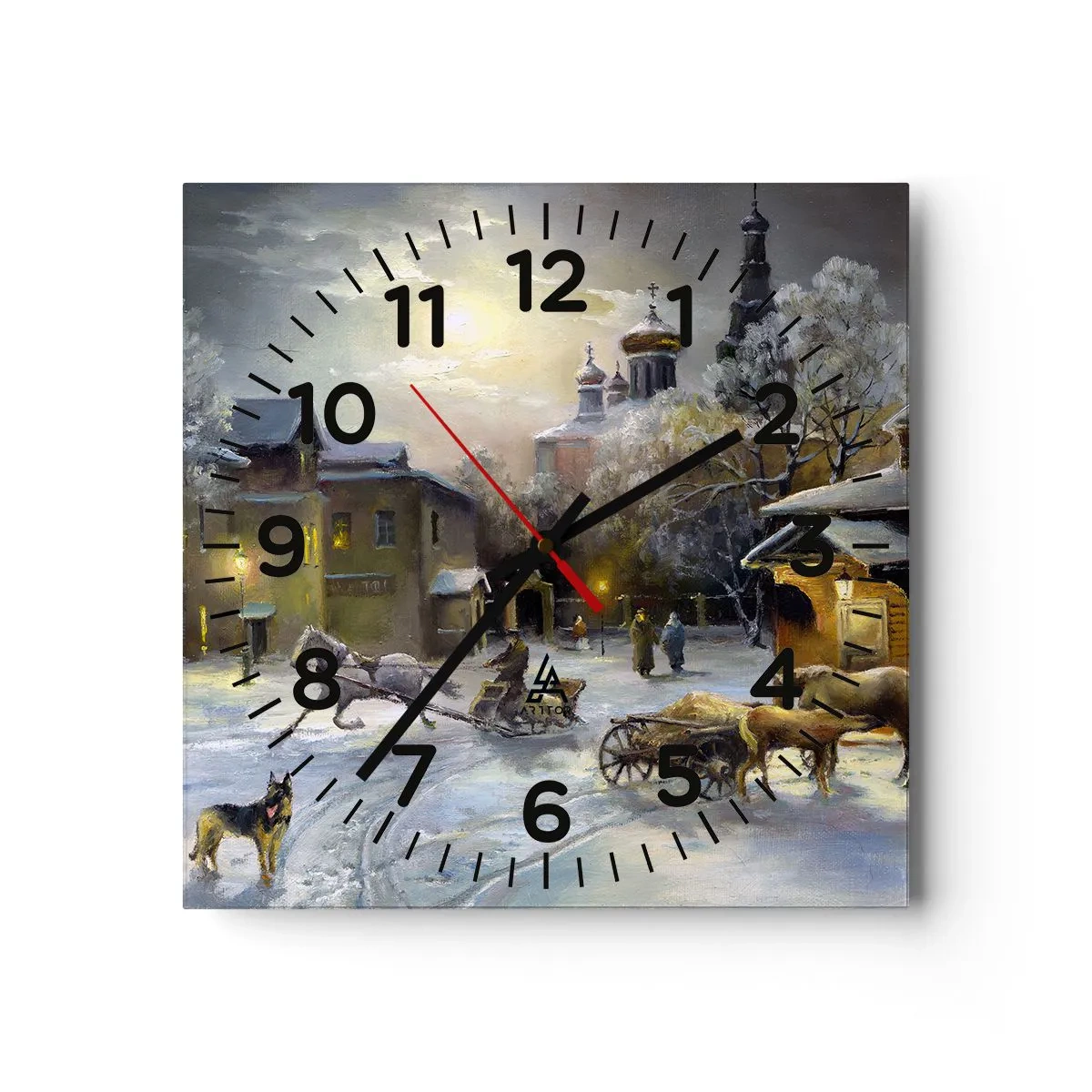 Wall clock - Clock on glass - Magic of Russian Winter - 30x30 cm