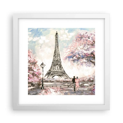 Poster in white frmae - April Walk in Paris - 30x30 cm