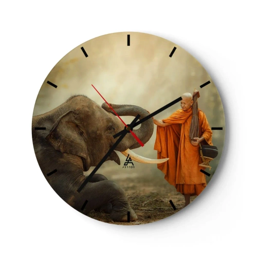 Wall clock - Clock on glass - Unexpected Meeting - 40x40 cm