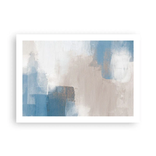 Poster - Pink Abstract with a Blue Curtain - 70x50 cm